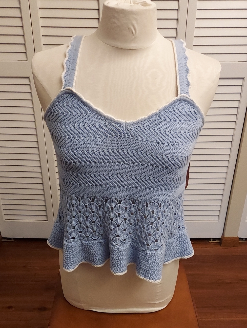 a new day Light Blue Knit Peplum Camisole